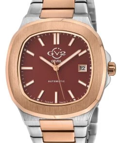 Budget 😍 GV2 Automatic Men's Potente Burgundy Dial 316L Stainless Steel Two toned IPRG Bracelet ⌚ Watch 🧨