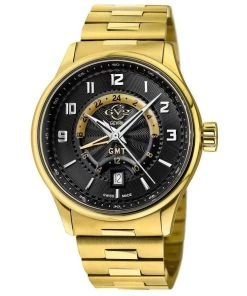 Brand new ⭐ GV2 Giromondo Men's ⌚ Watch Black Dial Yellow Gold Bracelet 👍