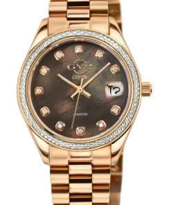 Top 10 😀 GV2 👩 Women's Turin Diamond, Burgundy MOP Dial, IPRG Stainless Steel ⌚ Watch ❤️