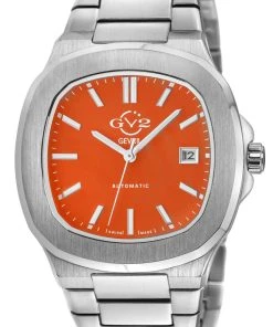 Best deal 👏 GV2 Automatic Men's Potente Orange Dial 316L Stainless Steel Bracelet ⌚ Watch 😉