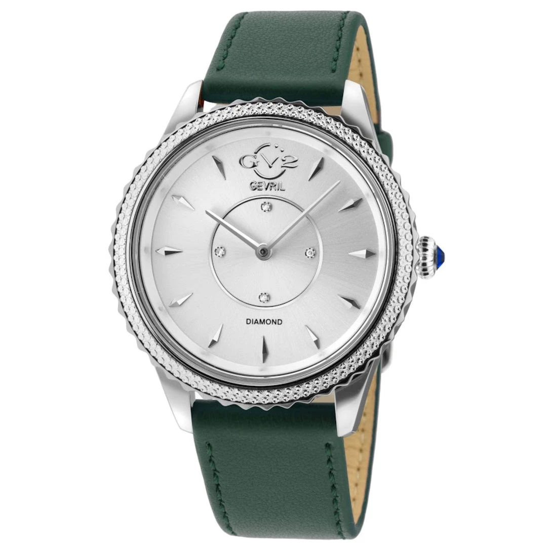 Hot Sale โญ GV2 Siena ๐ฉ Women's โ Watch Silver Dial Green Vegan Strap ๐