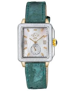 Top 10 😀 GV2 👩 Women's Bari 👩 Mother of Pearl Dial Two Tone IP RG Case Leather Strap ⌚ Watch 🤩