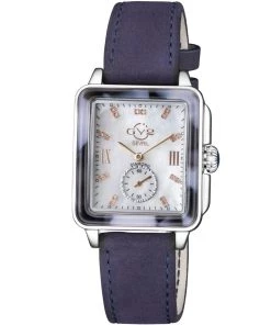 Deals 🤩 GV2 Bari Tortoise 👩 Women's ⌚ Watch 👩 Mother Of Pearl Dial Blue Suede Strap 🎁