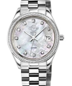 Best Pirce 🤩 GV2 👩 Women's Turin Diamond, White MOP DIal, Stainless Steel ⌚ Watch 😍