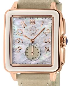Buy 🧨 women GV2 Bari White Enamel White MOP Dial Diamond ⌚ Watch, Genuine Brown Leather Strap 🎁