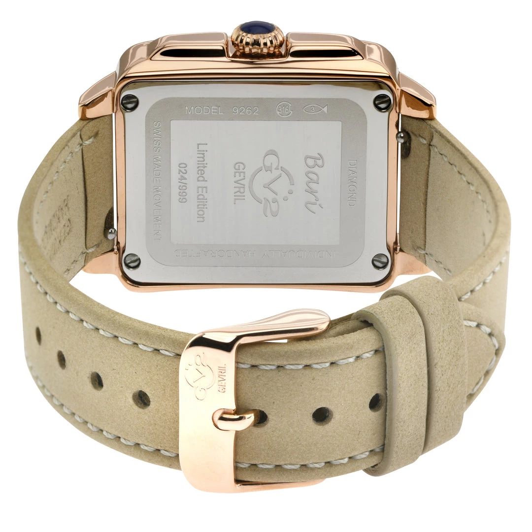 Buy ๐งจ women GV2 Bari White Enamel White MOP Dial Diamond โ Watch, Genuine Brown Leather Strap ๐ - Image 3