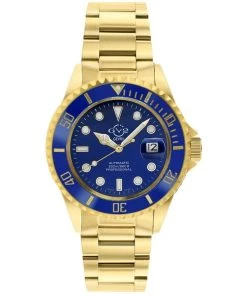 Budget 🔥 GV2 Liguria Men's ⌚ Watch Blue Dial Gold Bracelet 👍