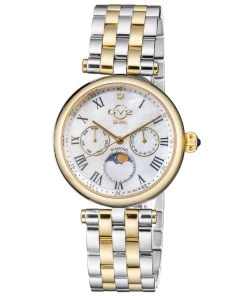 Best Pirce 😍 GV2 Florence 👩 Women's ⌚ Watch White 👩 Mother of Pearl Dial Two Tone Yellow Gold Stainless Steel Bracelet 🥰