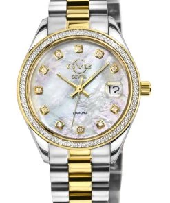 New 🌟 GV2 👩 Women's Turin Diamond,White MOP Dial, Two toned IPYG Stainless Steel ⌚ Watch ❤️