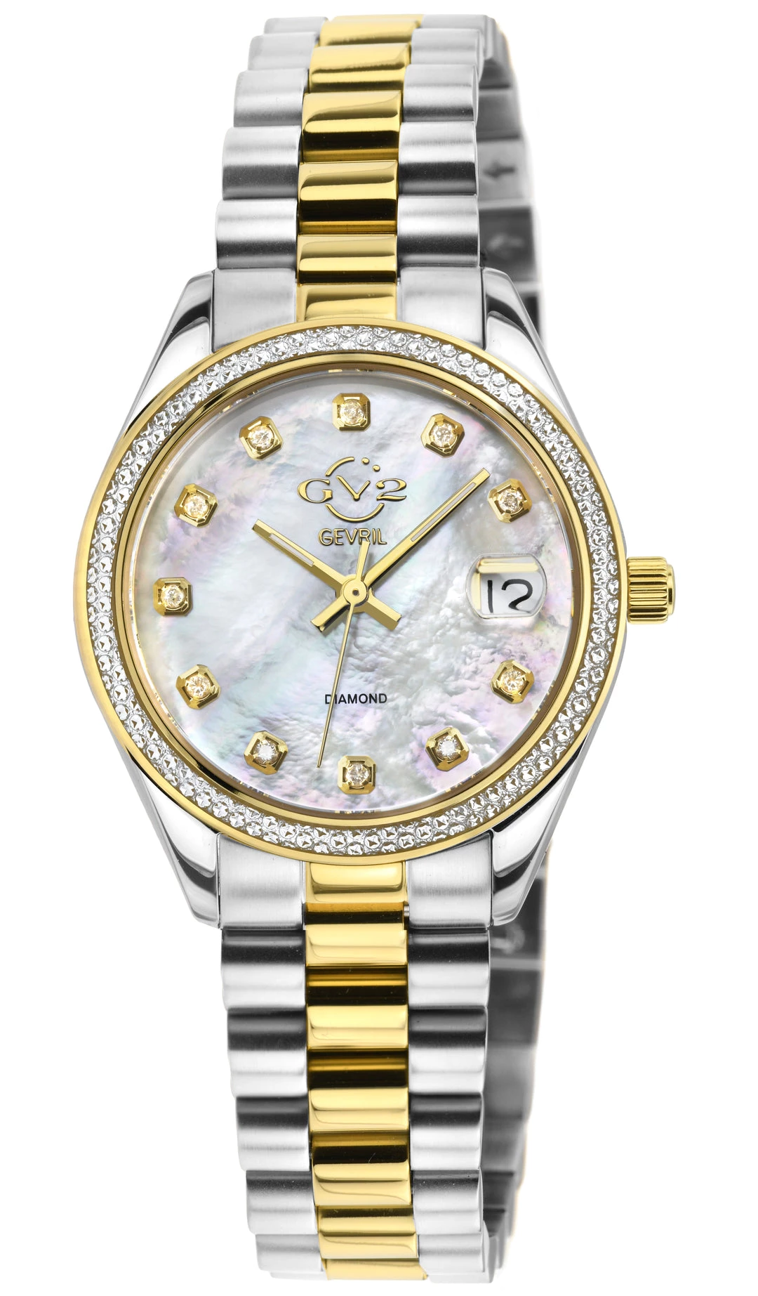 New ๐ GV2 ๐ฉ Women's Turin Diamond,White MOP Dial, Two toned IPYG Stainless Steel โ Watch โค๏ธ