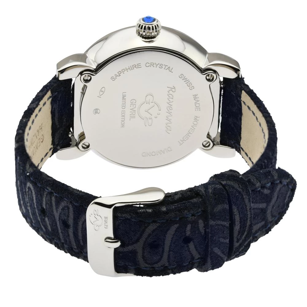 Discount 🎁 GV2 Ravenna 👩 Women's ⌚ Watch Blue 👩 Mother of Pearl Dial Blue Suede Embossed Strap ❤️ - Image 3