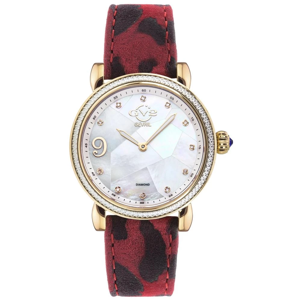 Best Sale โ๏ธ GV2 Ravenna ๐ฉ Women's โ Watch White ๐ฉ Mother of Pearl Dial Animal Print Leather Strap โค๏ธ