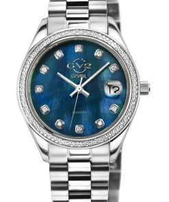 Cheapest 👏 GV2 👩 Women's Turin Diamond, Blue MOP DIal, Stainless Steel ⌚ Watch 😉