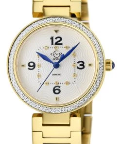 Promo ⭐ GV2 👩 Women's Piemonte IPYG Case, White dial, Diamond ⌚ Watch 😀