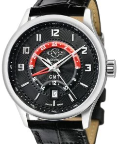 Buy ✔️ GV2 Men's Giromondo Black Dial Black Calfskin Leather ⌚ Watch ✨