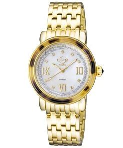 Hot Sale 🔔 GV2 👩 Women's Marsala Tortoise 👩 Mother Of Pearl Dial IP YG Bracelet ⌚ Watch ⭐