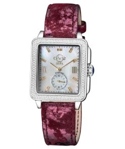 Brand new 👏 GV2 👩 Women's Bari 👩 Mother of Pearl Dial Stainless Steel Case Leather Strap ⌚ Watch 🎁