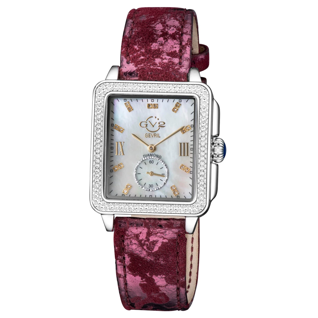 Brand new ๐ GV2 ๐ฉ Women's Bari ๐ฉ Mother of Pearl Dial Stainless Steel Case Leather Strap โ Watch ๐
